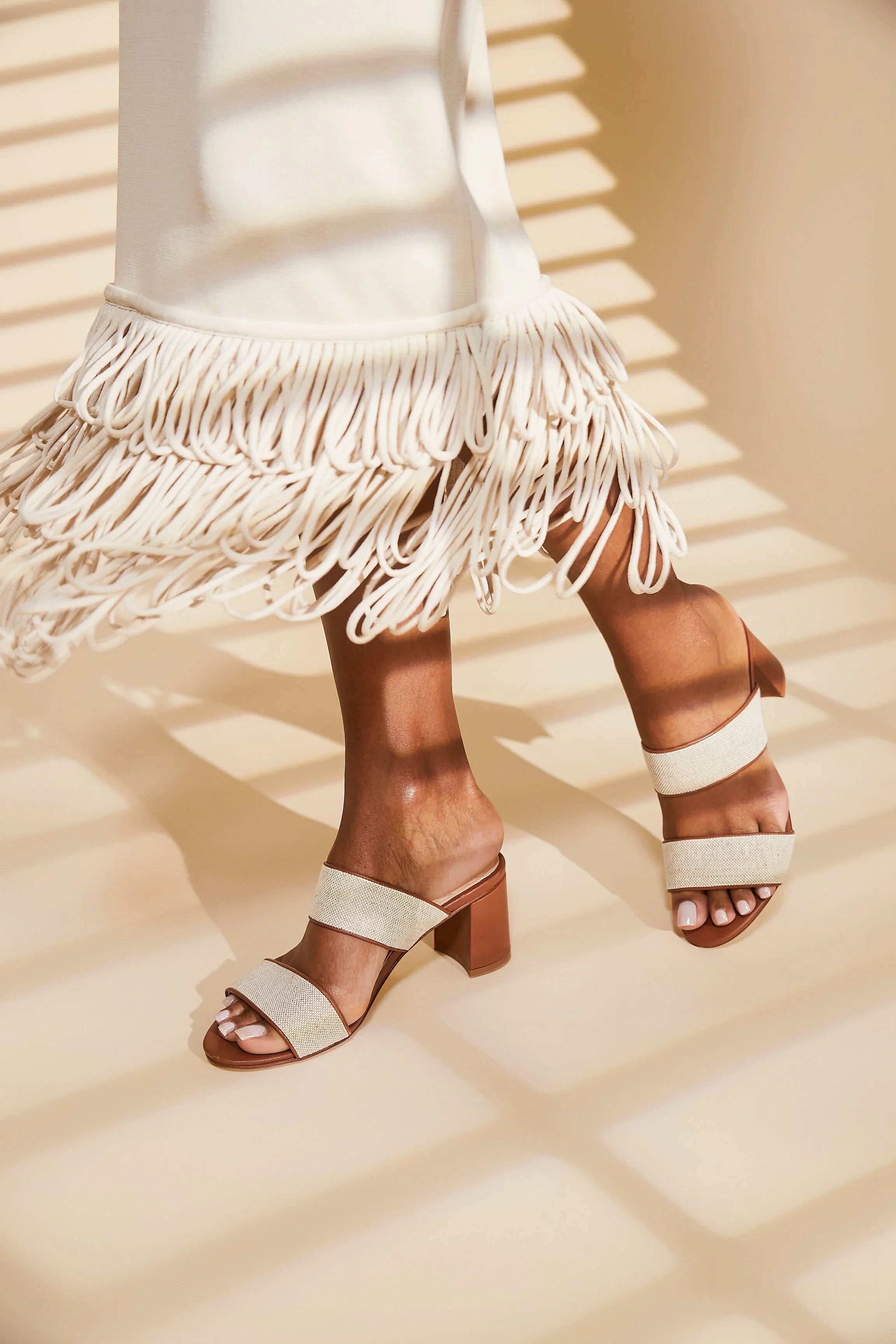 Canvas and Leather Mercer Heels