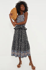 Black Everly Embroidery Halter Dress