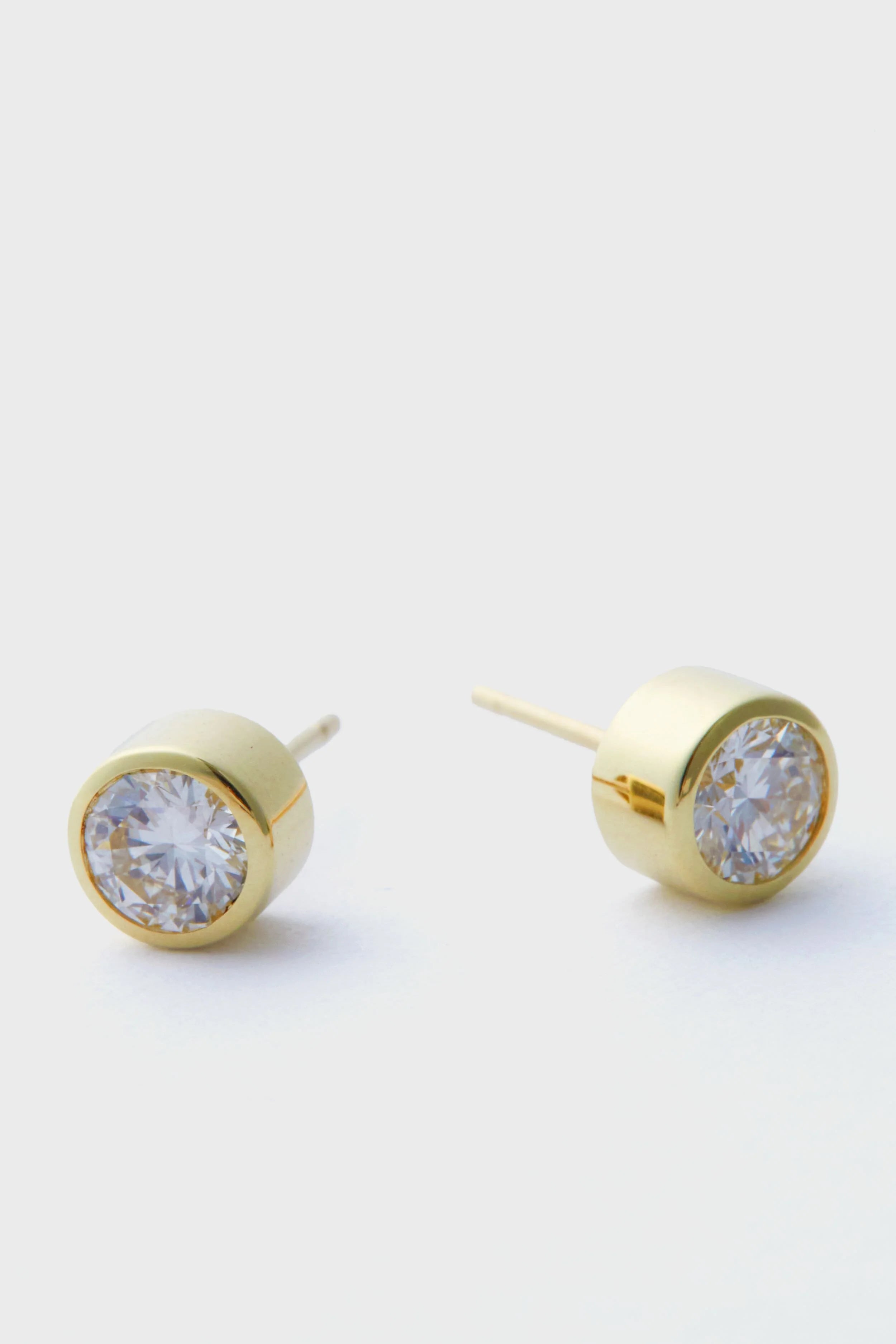 14k Gold Diamond Bezel Stud Earrings