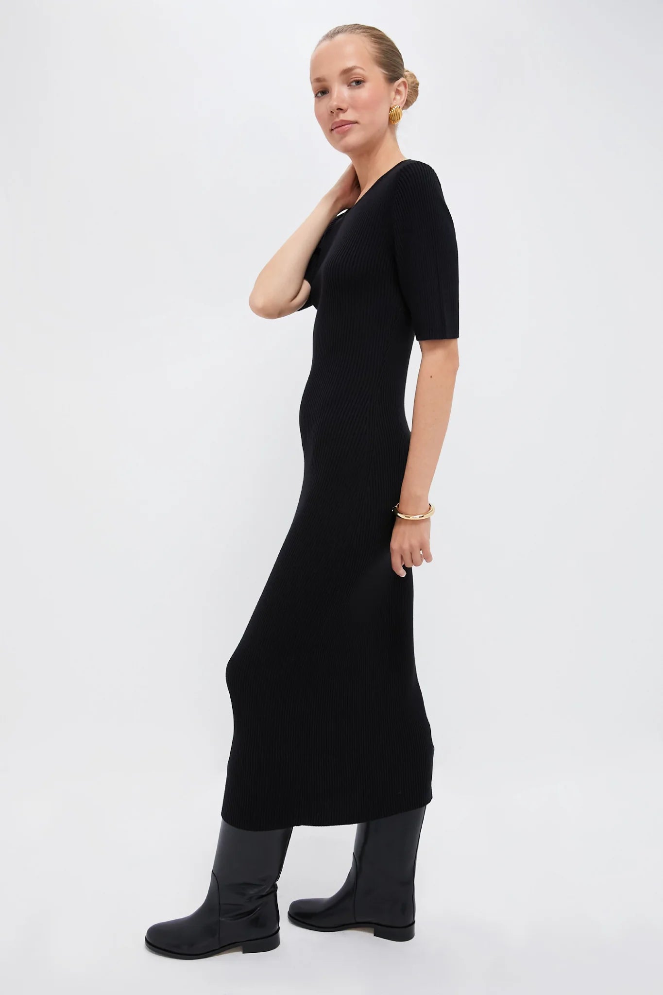 Black Tencel and Cashmere Geneva Dress