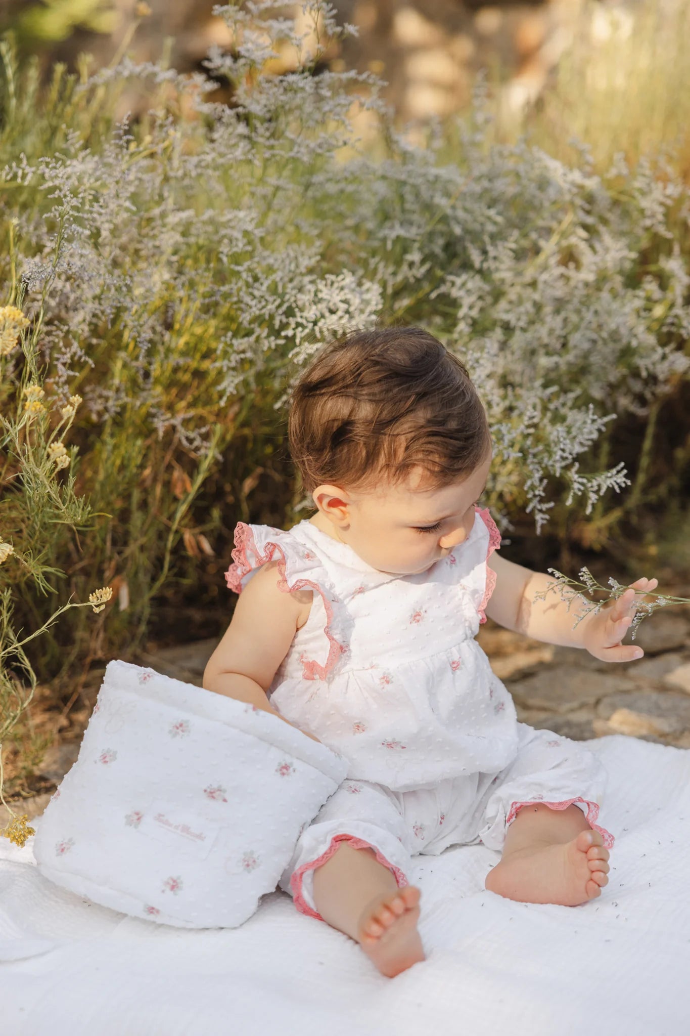 White Floral Baby Romper