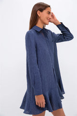 Dark Navy Stripe Linen Callahan Shirt Dress