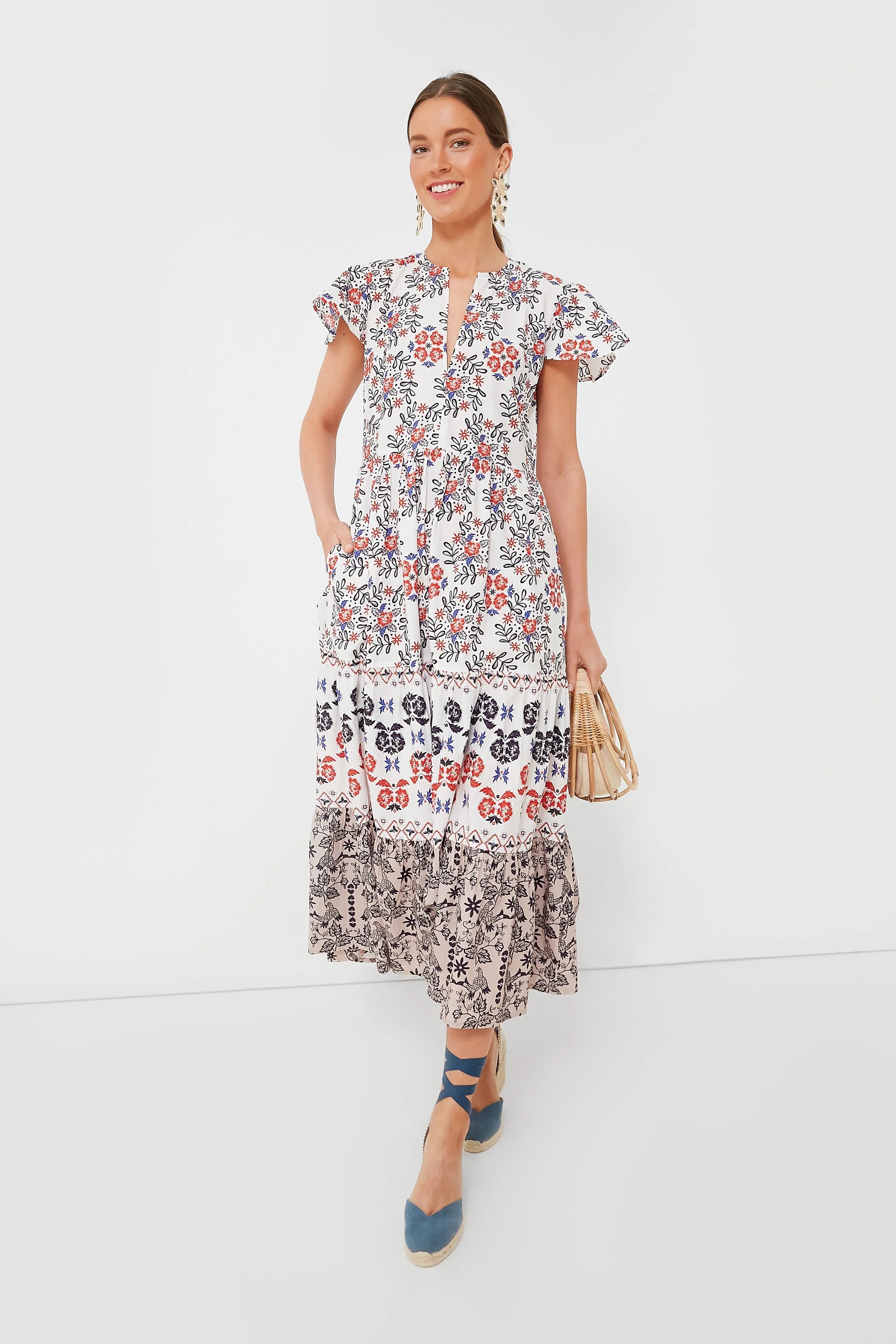 Navy Paradiso V Neck Maxi Dress