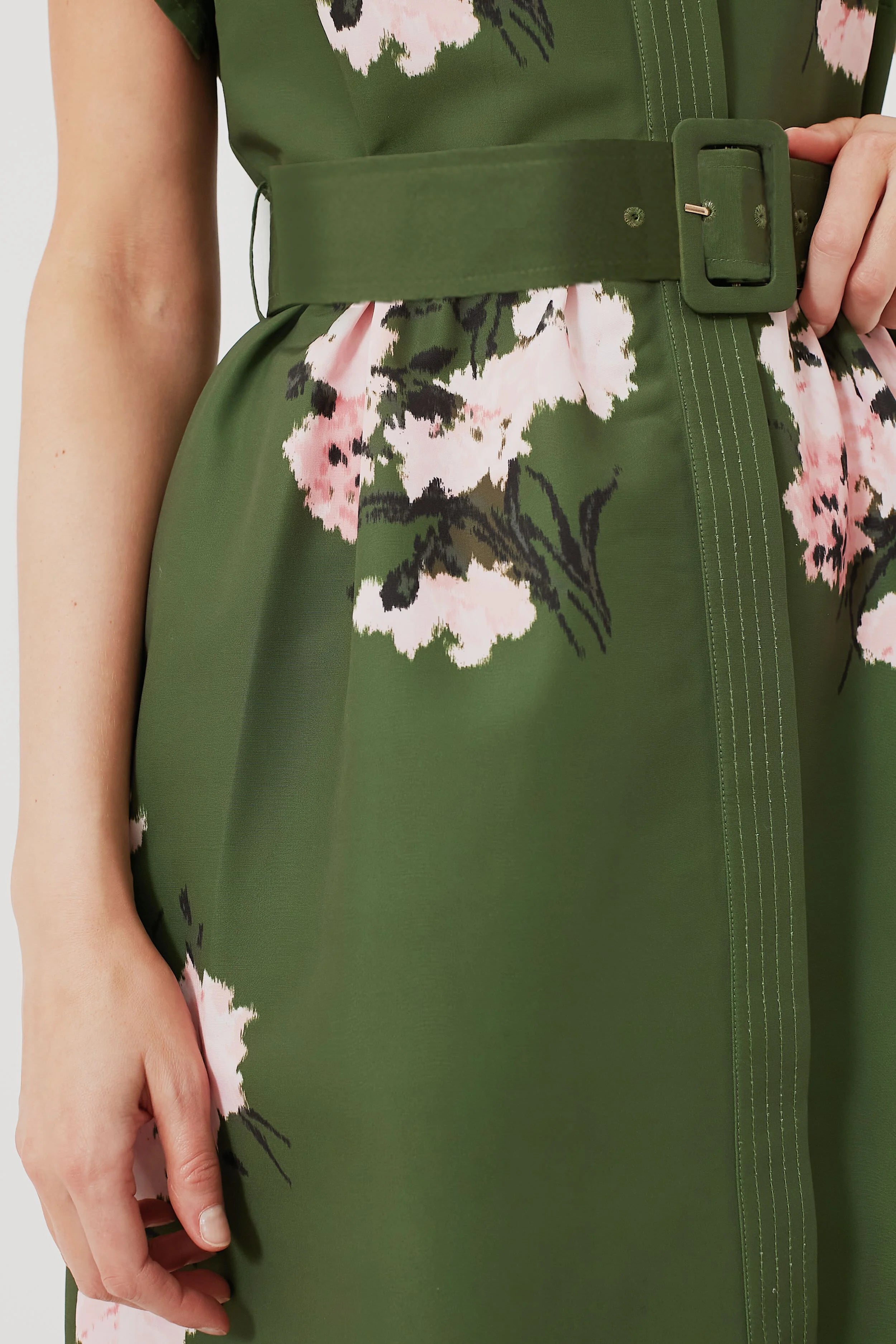 Olive and Pressed Powder Floral Chloe Dress