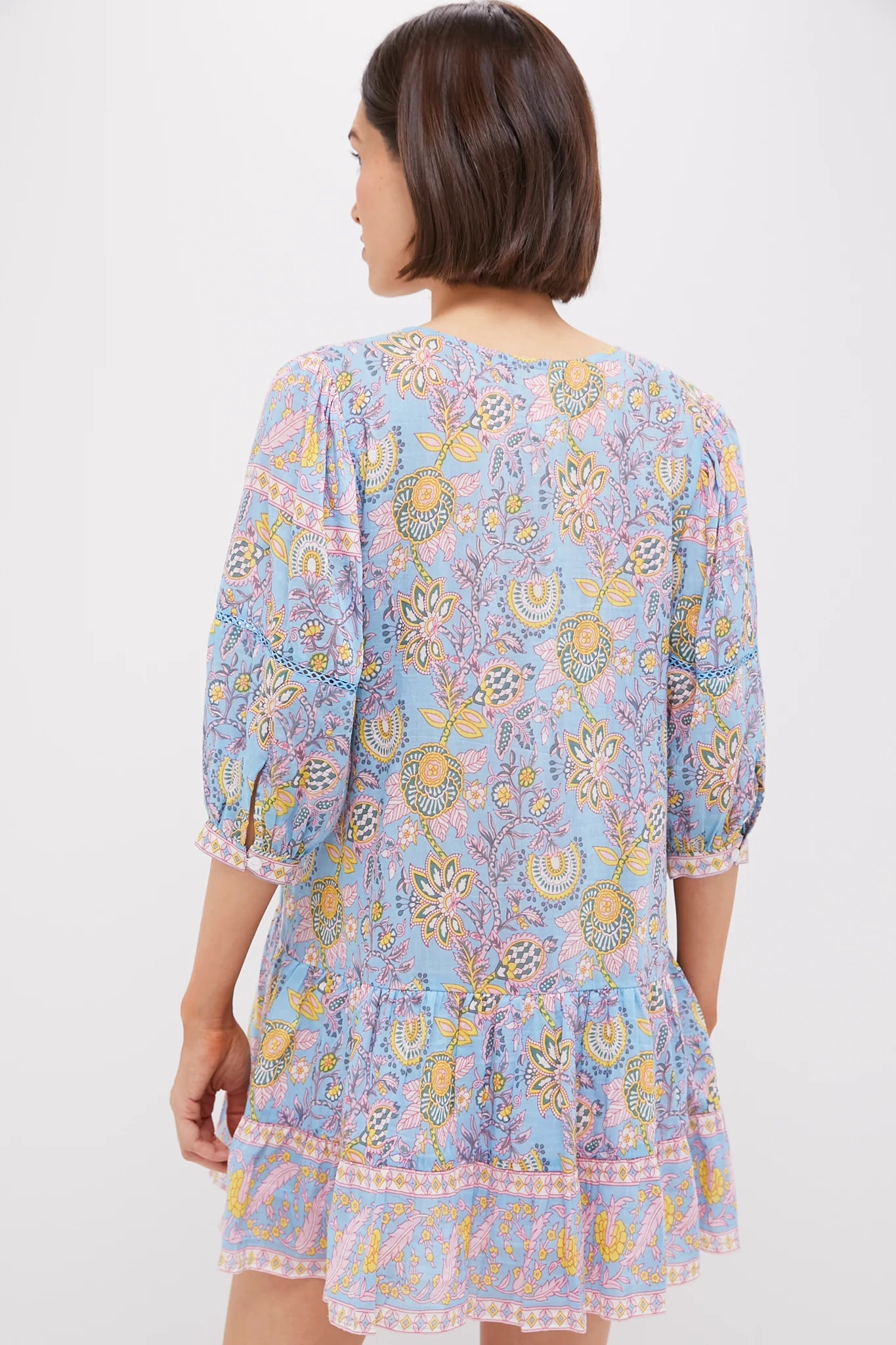 Blue Yellow Printed Zoe Mini Dress