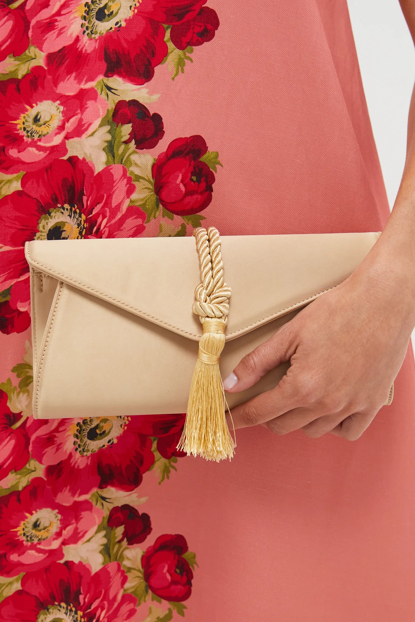 Champagne Satin Gabrielle Clutch