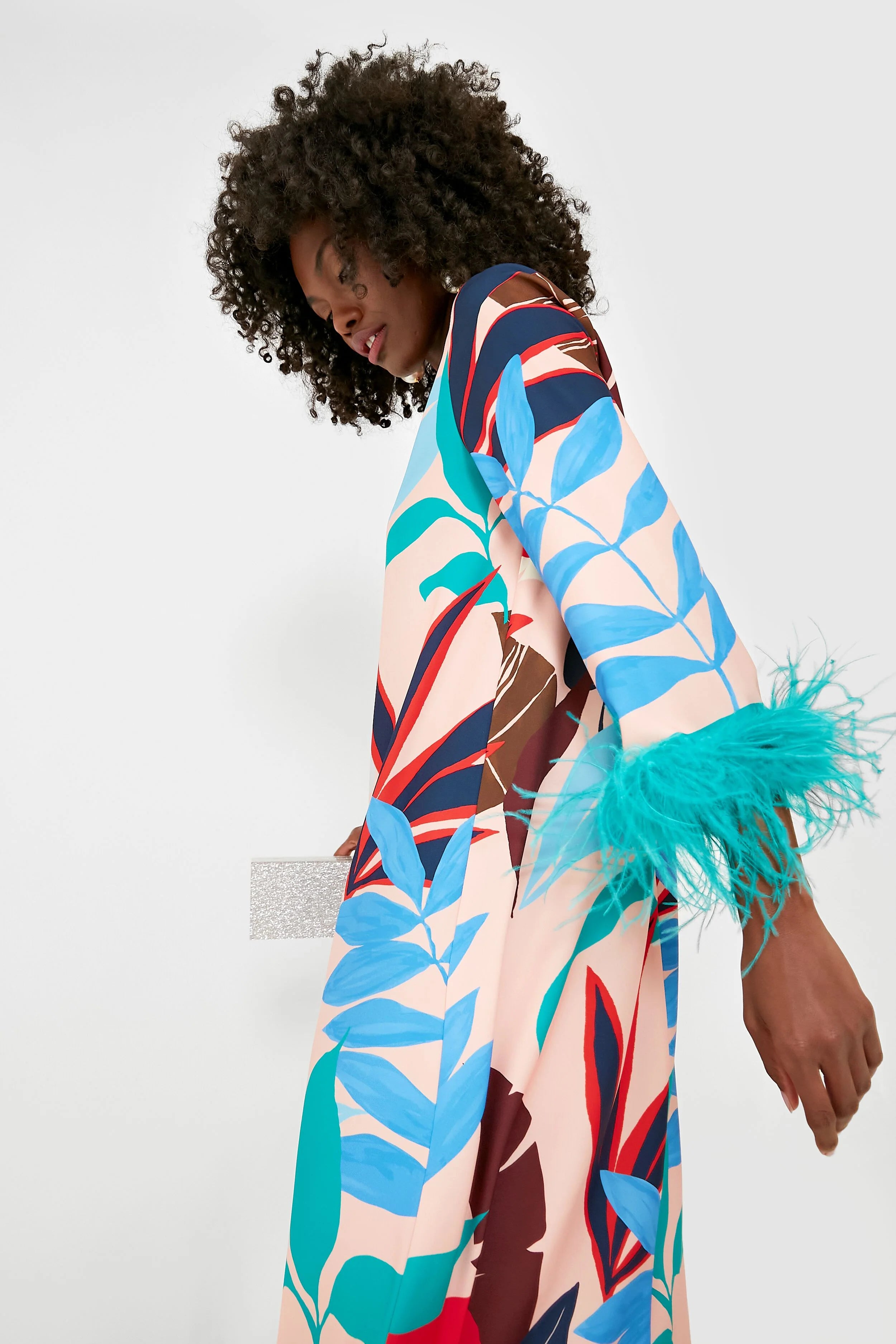 Vibrant Palm Feather Jamie Dress