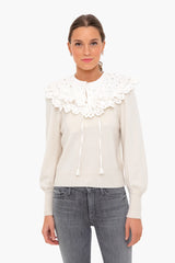 White Hazel Eyelet Long Sleeve Sweater