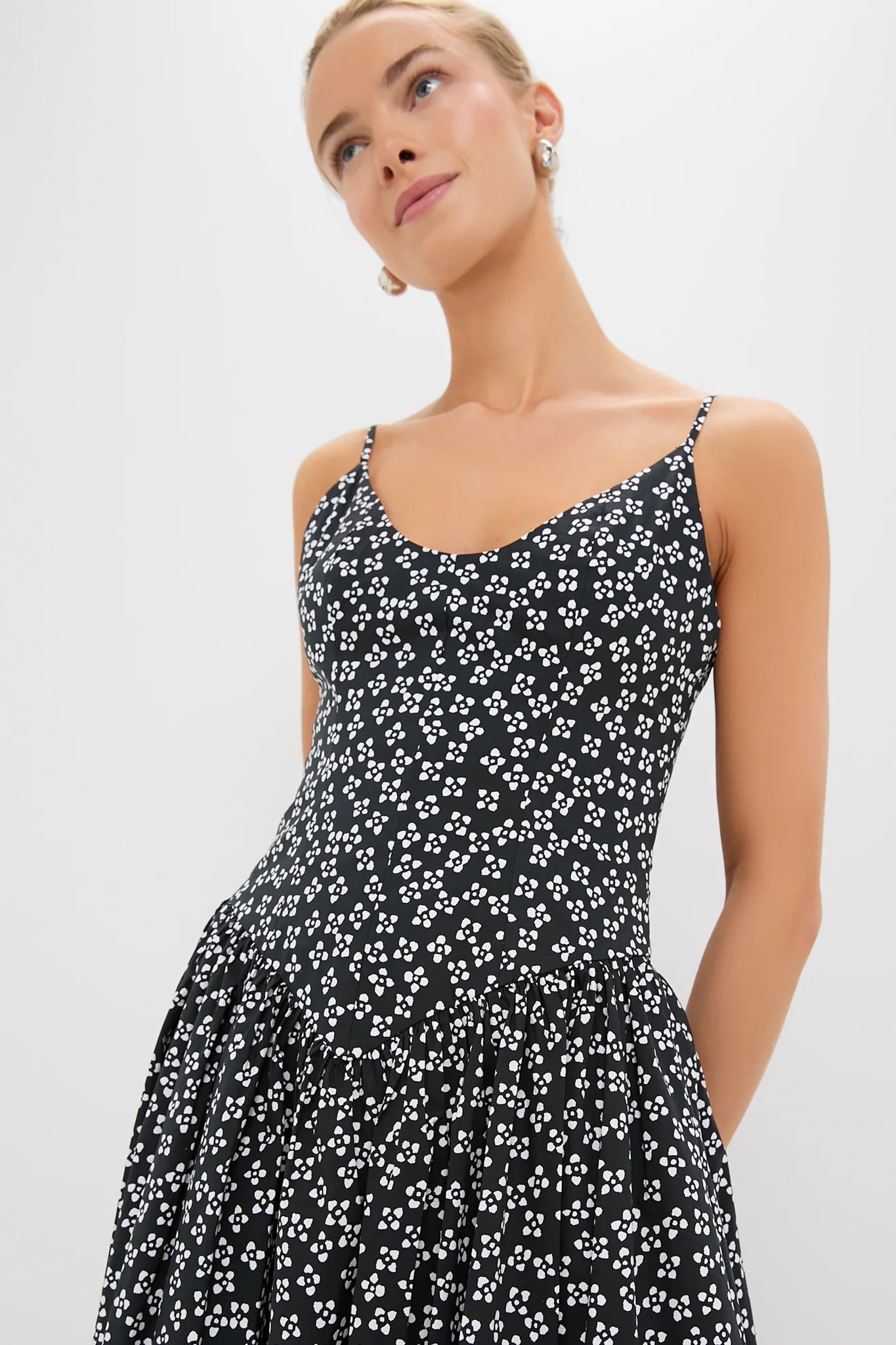 Black Woodblock Floral Dena Dress