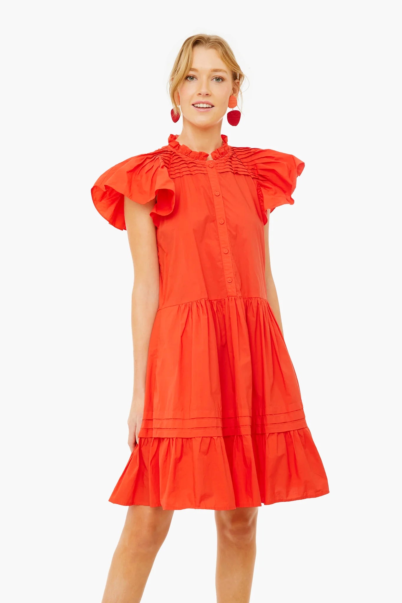 Scarlet Gaia Solid Cotton Flutter Sleeve Tunic