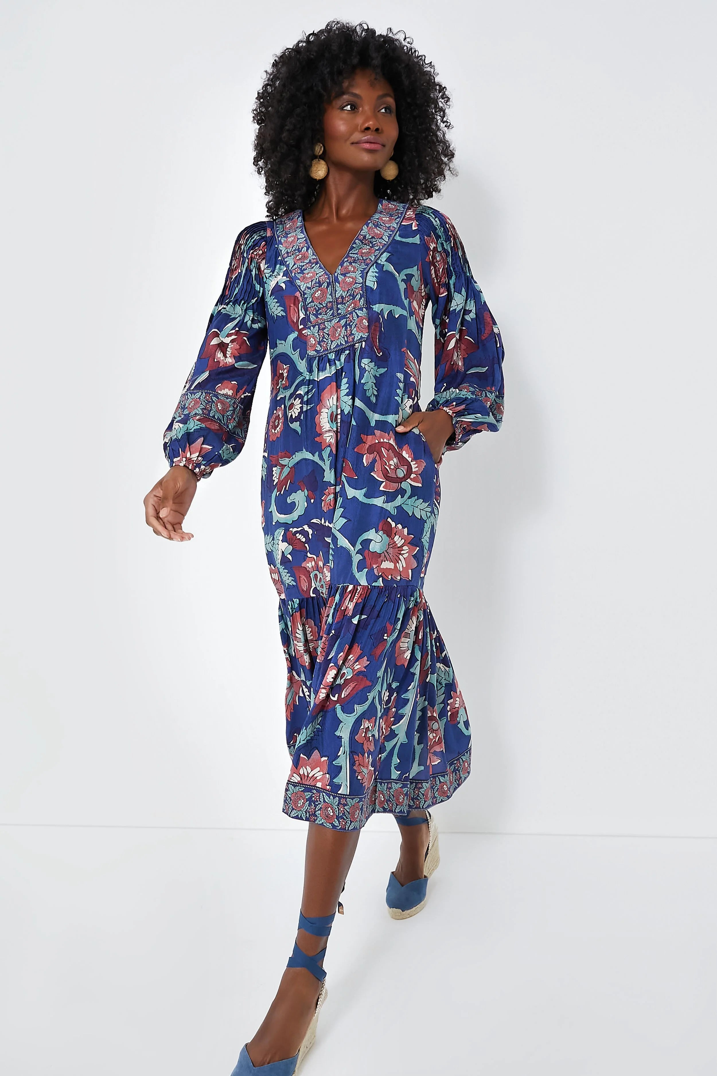 Rose Rory Print Long Sleeve Dress with Belt