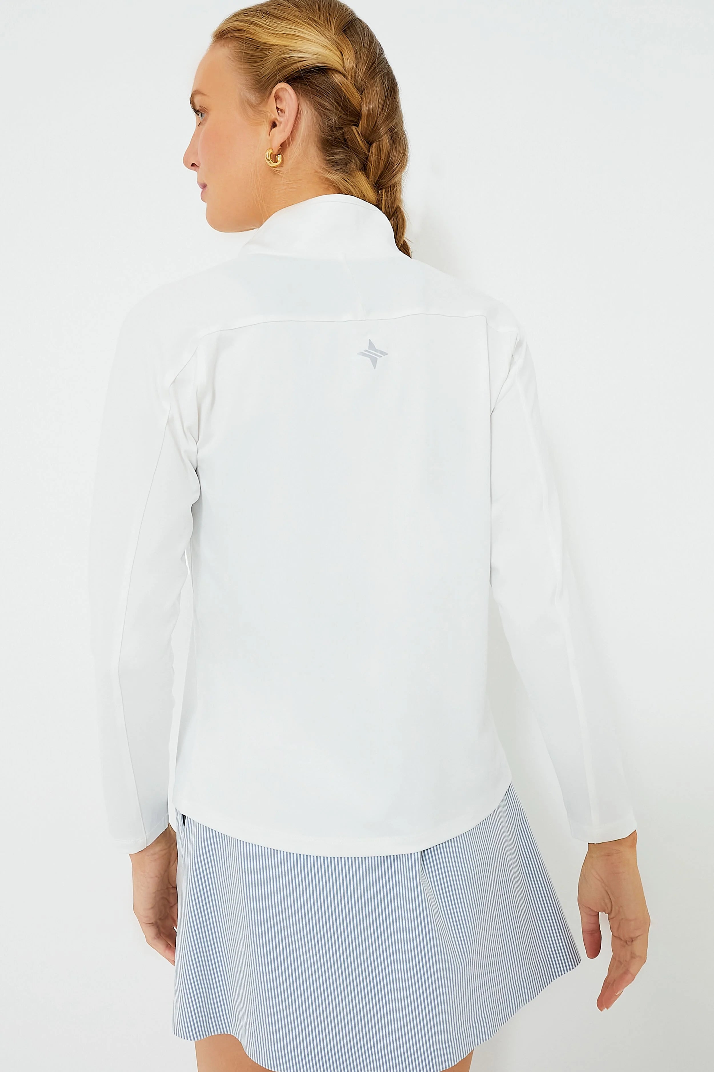 White Performance Jersey Carver Quarter Zip Tee
