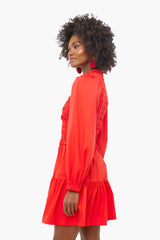 Scarlet Gaia Solid Cotton Long Sleeve Mini Dress