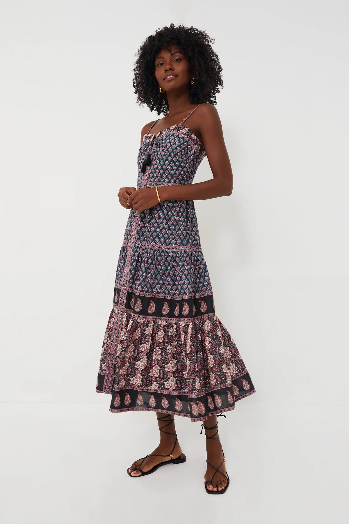 Donna Print Sleeveless Midi Dress
