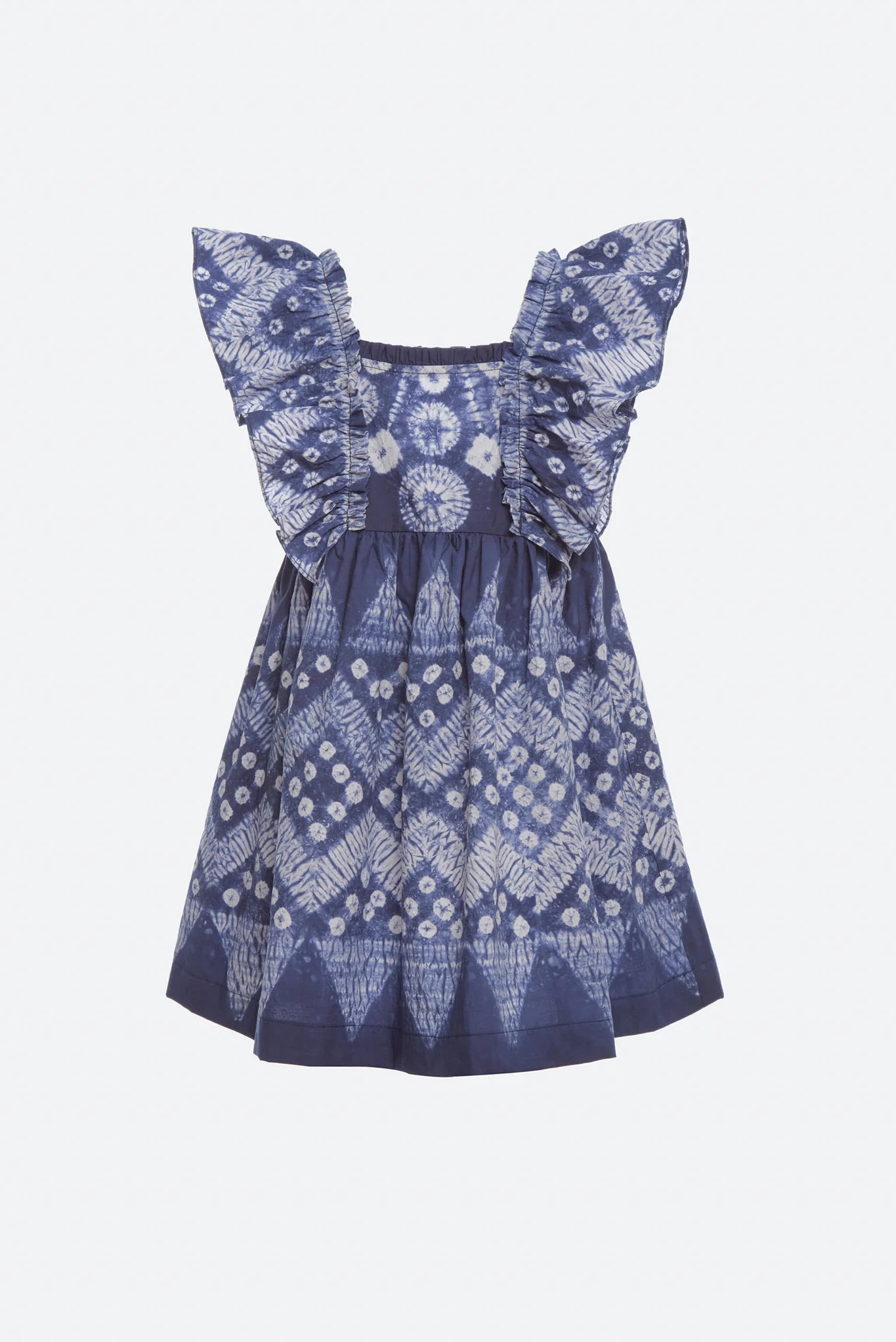Navy Yana Tie Dye Flutter Sleeve Dress