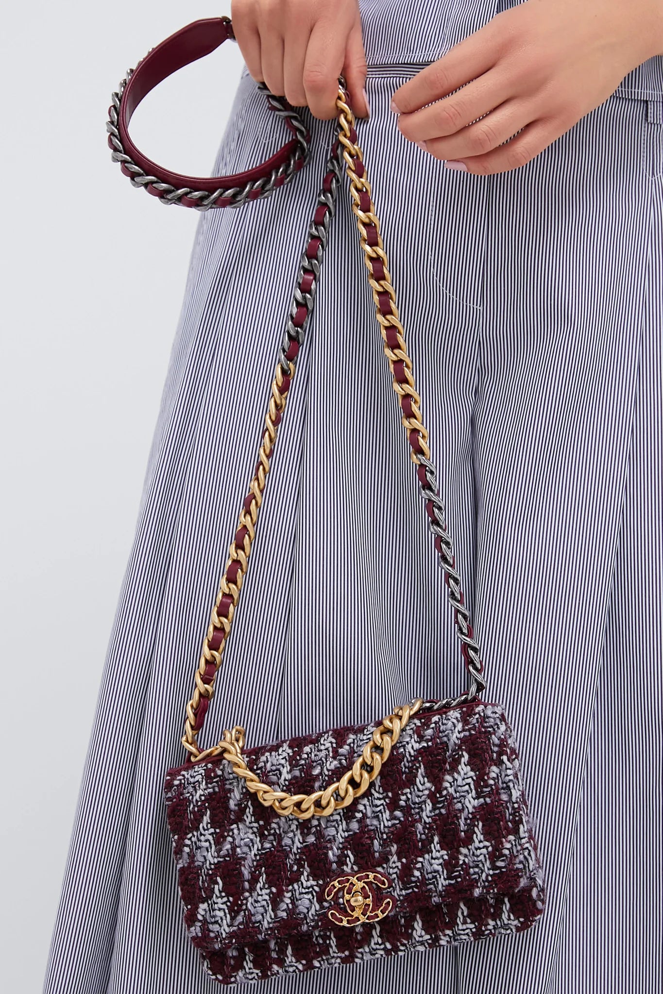 CHANEL Quilted Tweed Wallet On Chain