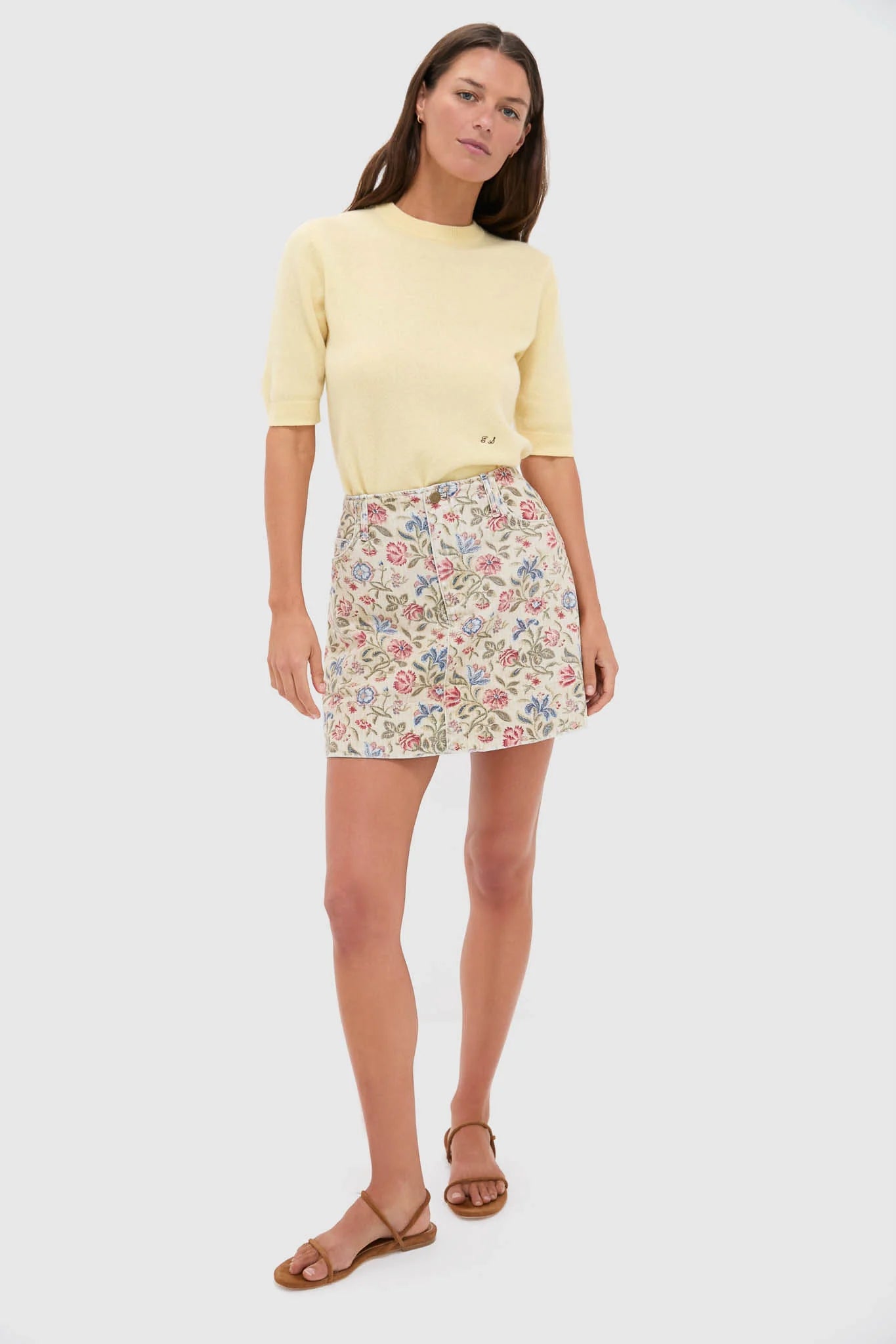 Dianthus Floral Denim Morrow Mini Skirt