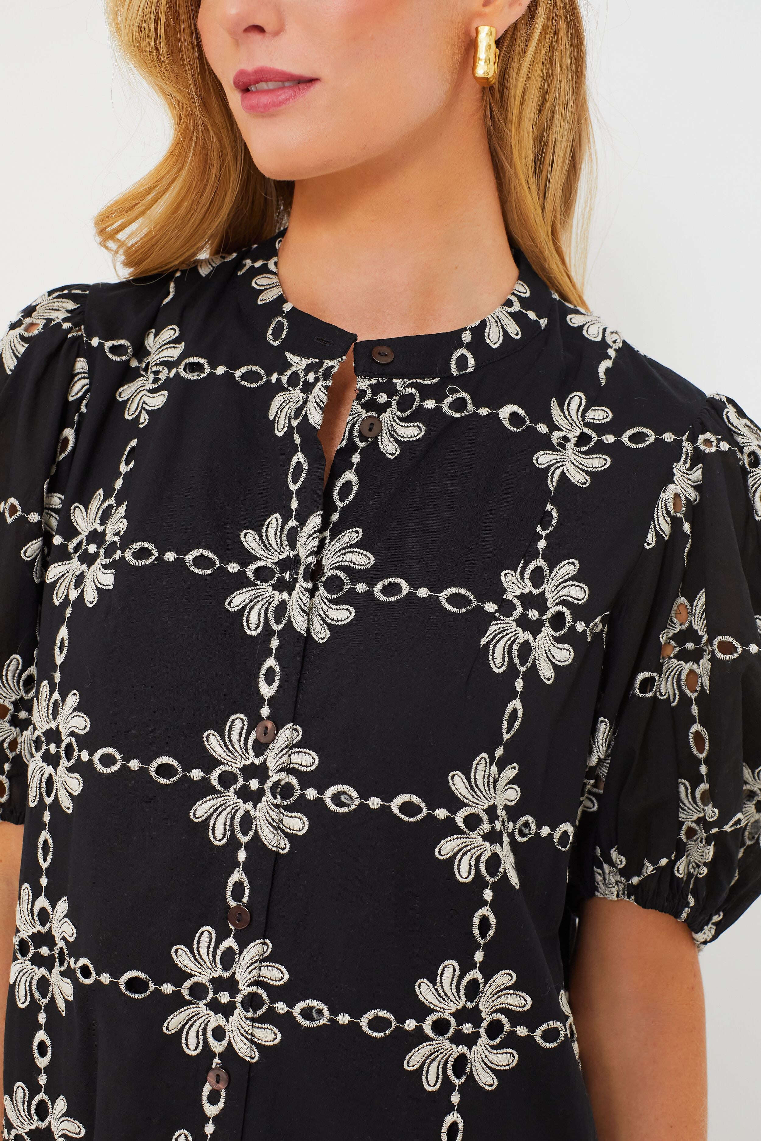 Black Eyelet Lewis Dress