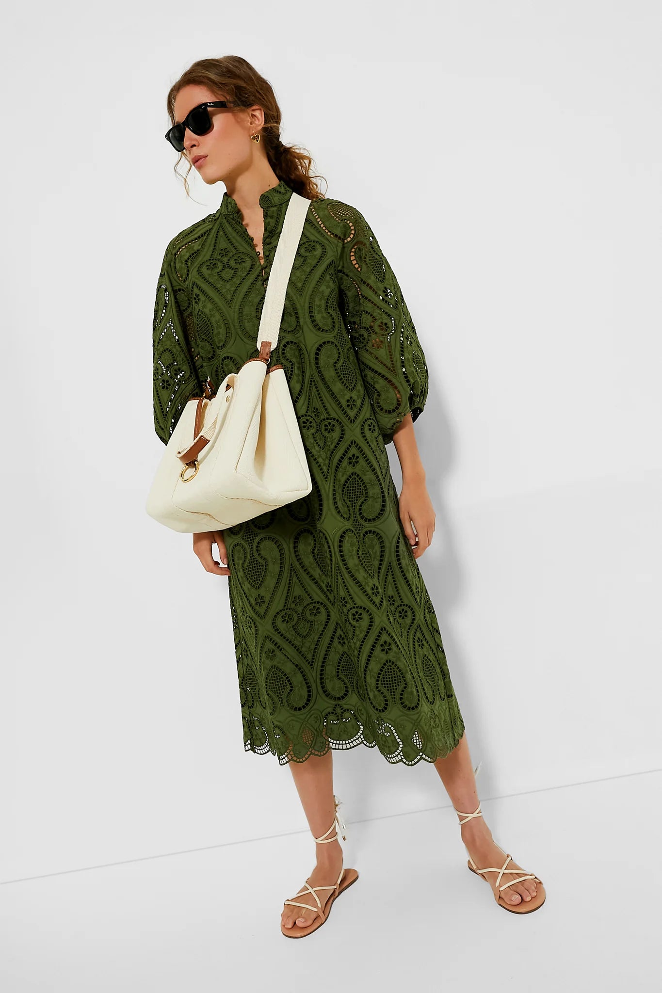 Army Green Eyelet Maryse Caftan