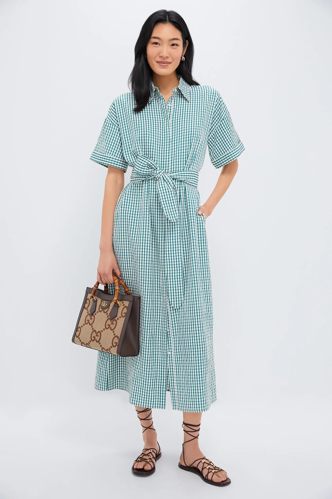 GUCCI Monogram Small Diana Tote Bag