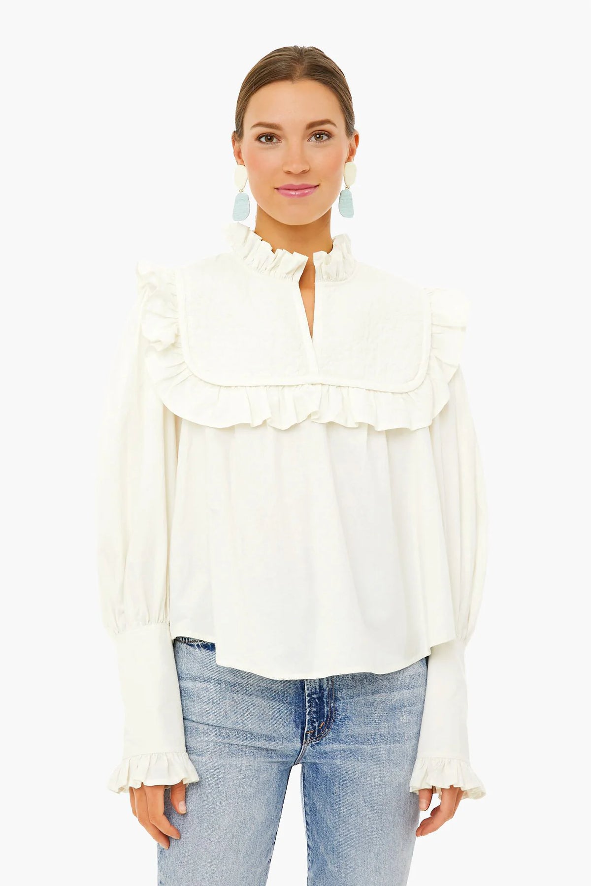 Cream Stan Sandwashed Longsleeve Quilted Top