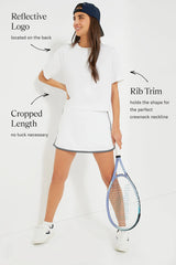 White Cropped Performance Jersey Ryan Boyfriend Tee