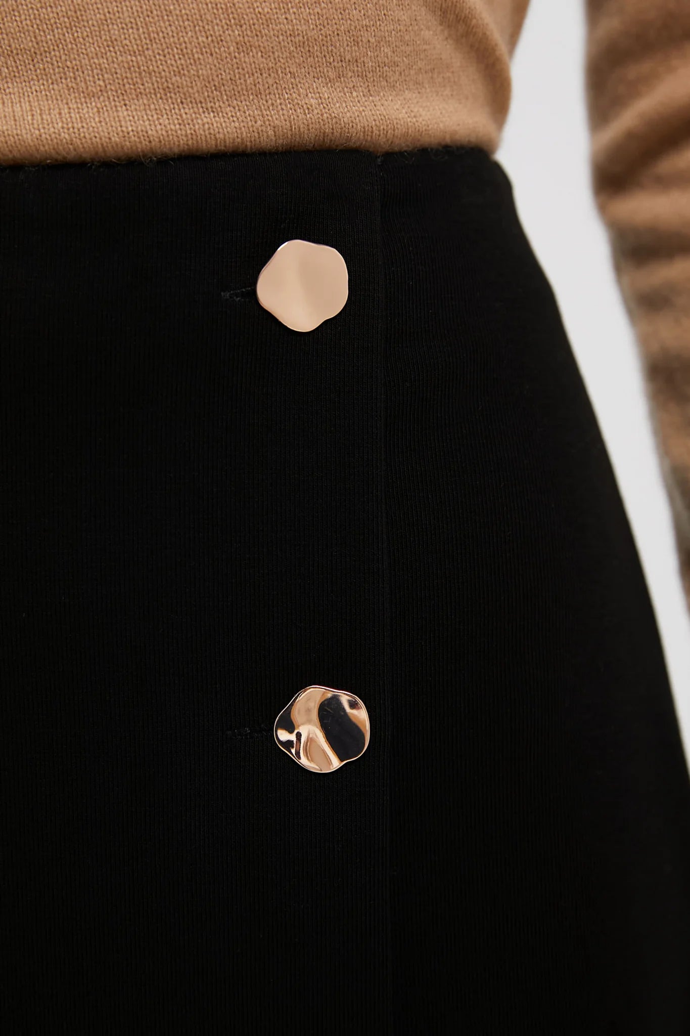 Black Button-Front Frances Skirt