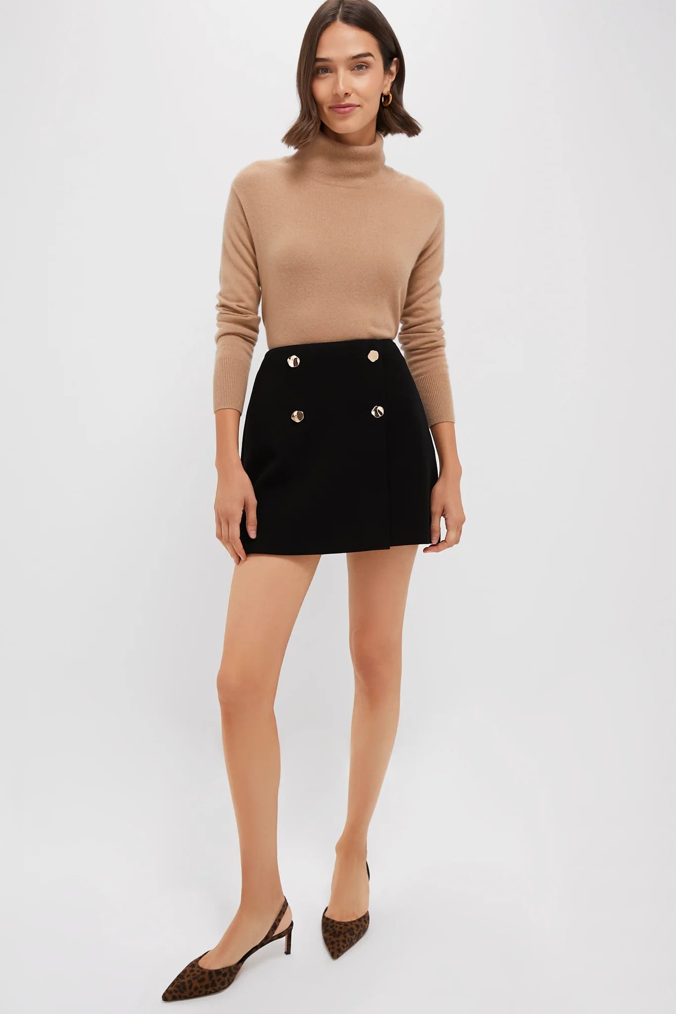 Black Button-Front Frances Skirt