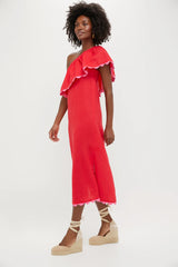 Hibiscus Red Linen Amalfi Dress