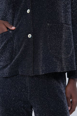 Black Kylie Lurex Hooded Set