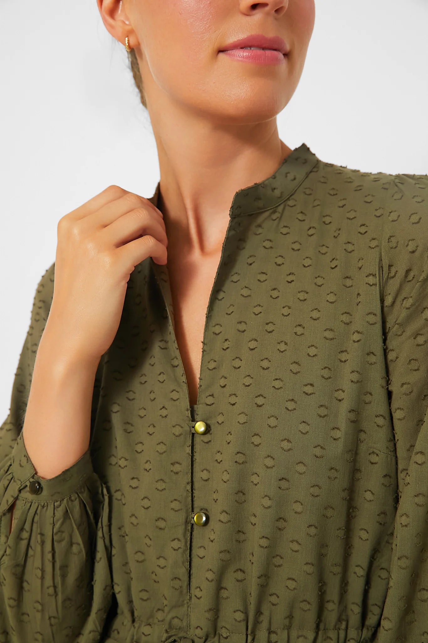 Moss Swiss Dot Organic Frances Dress 3