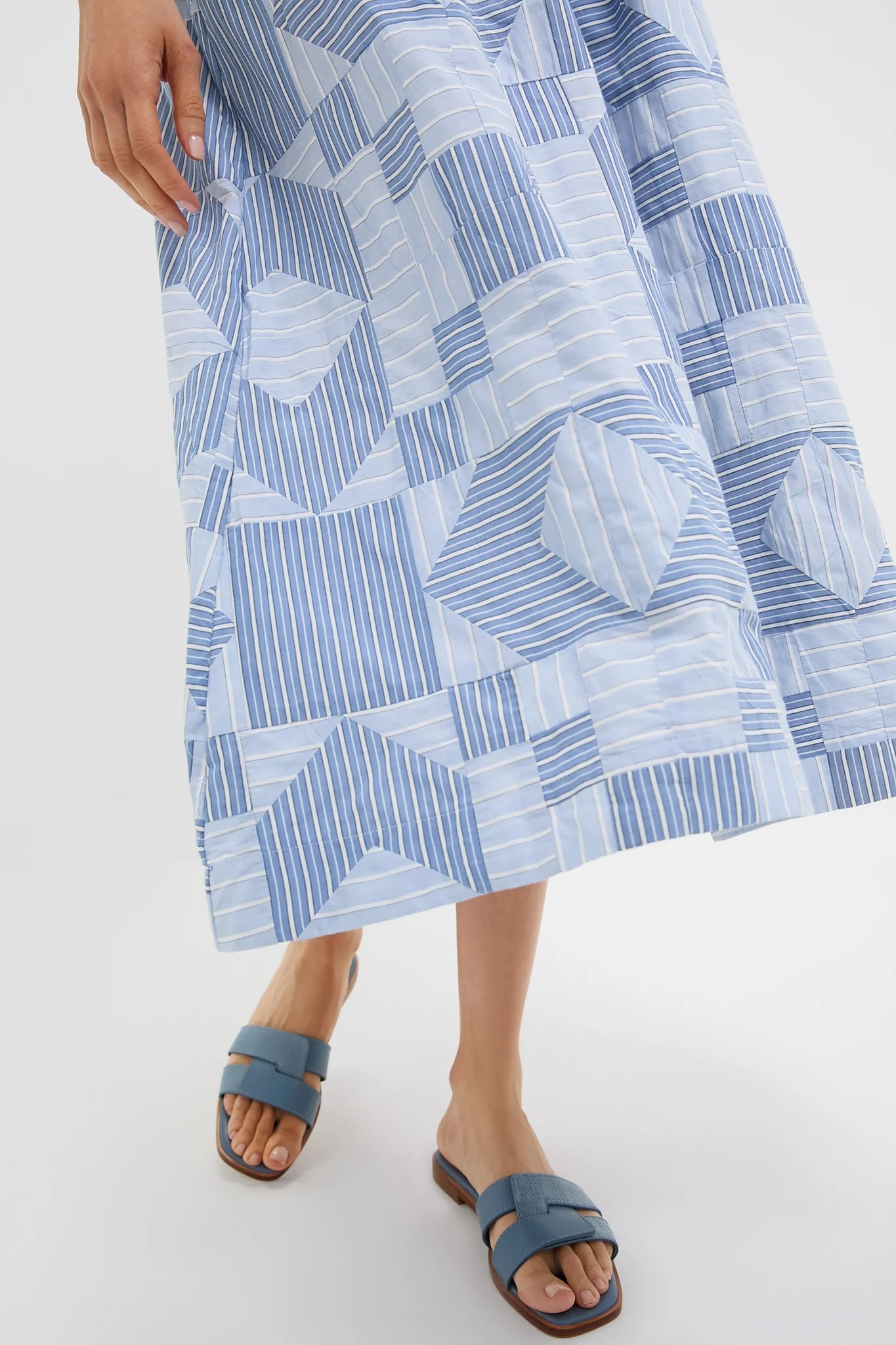 Blue Helmi Striped Shirting Midi Dress