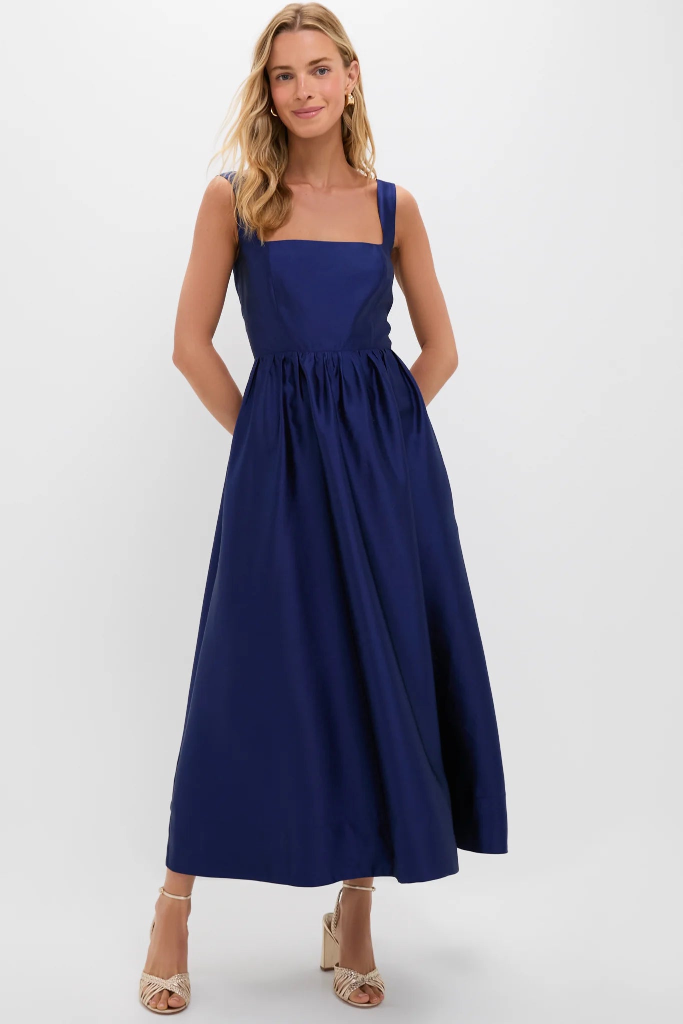 Navy Dupioni Esme Dress