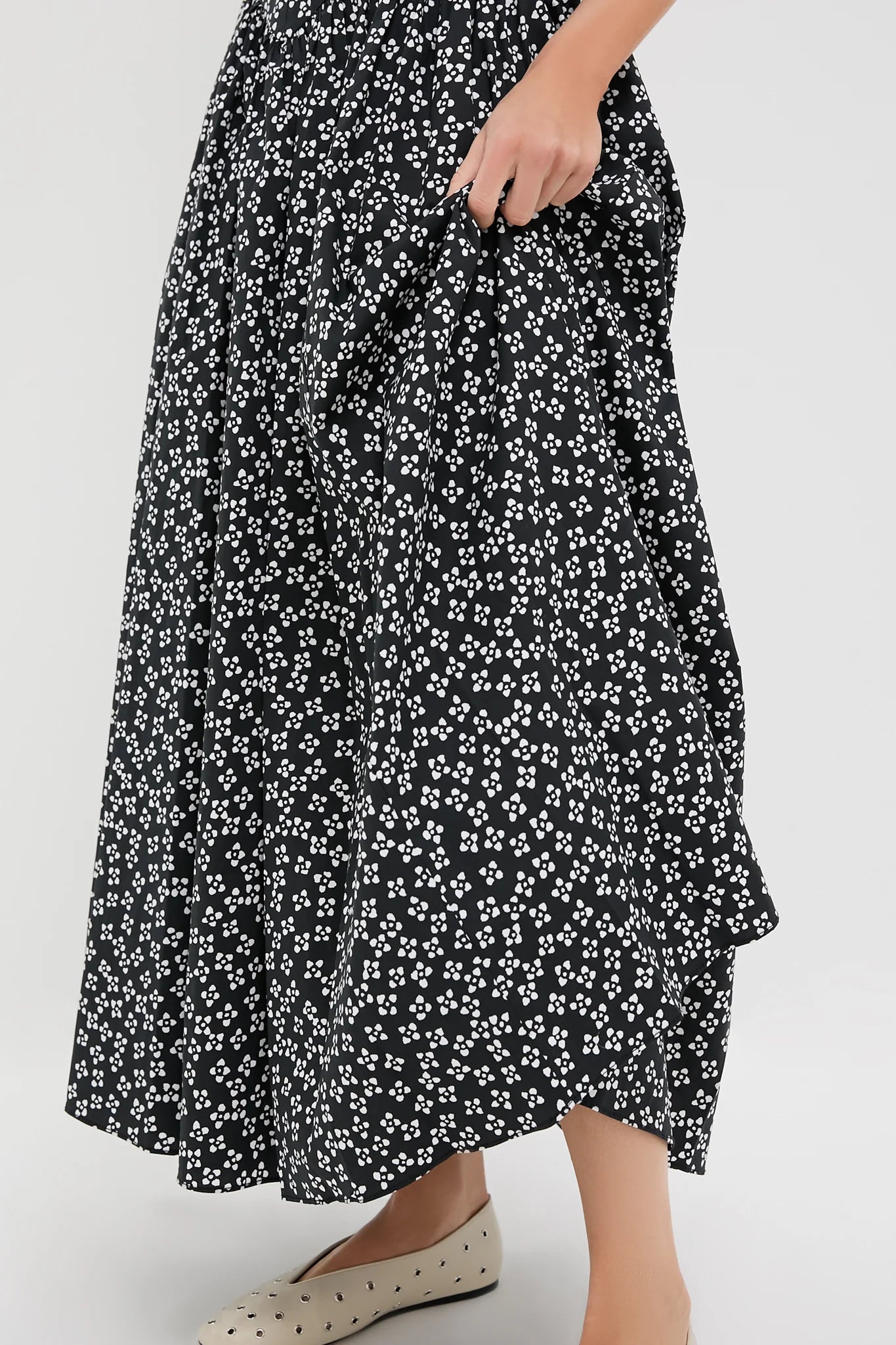 Black Woodblock Floral Dena Dress