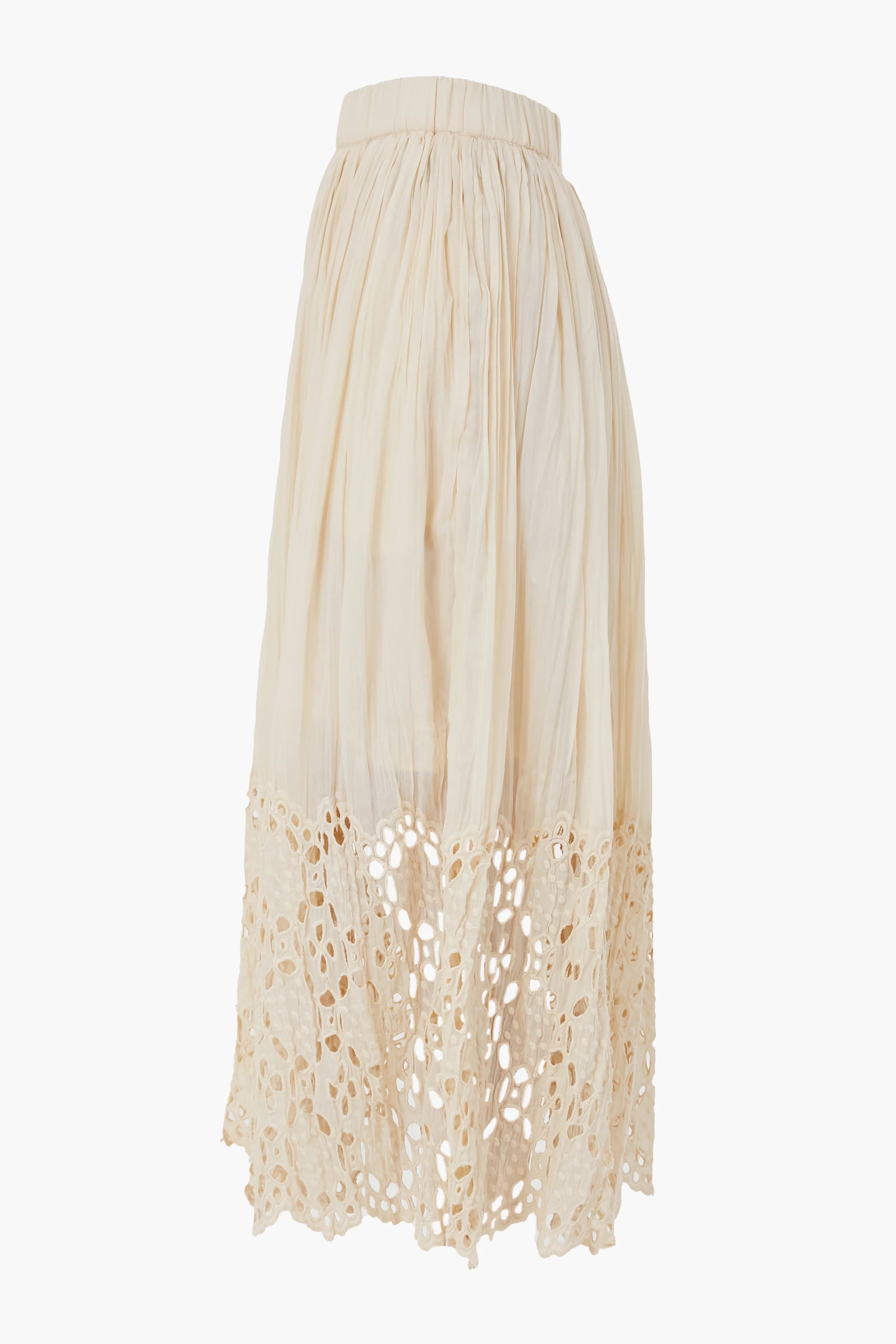 Cream Elyse Print Eyelet Skirt