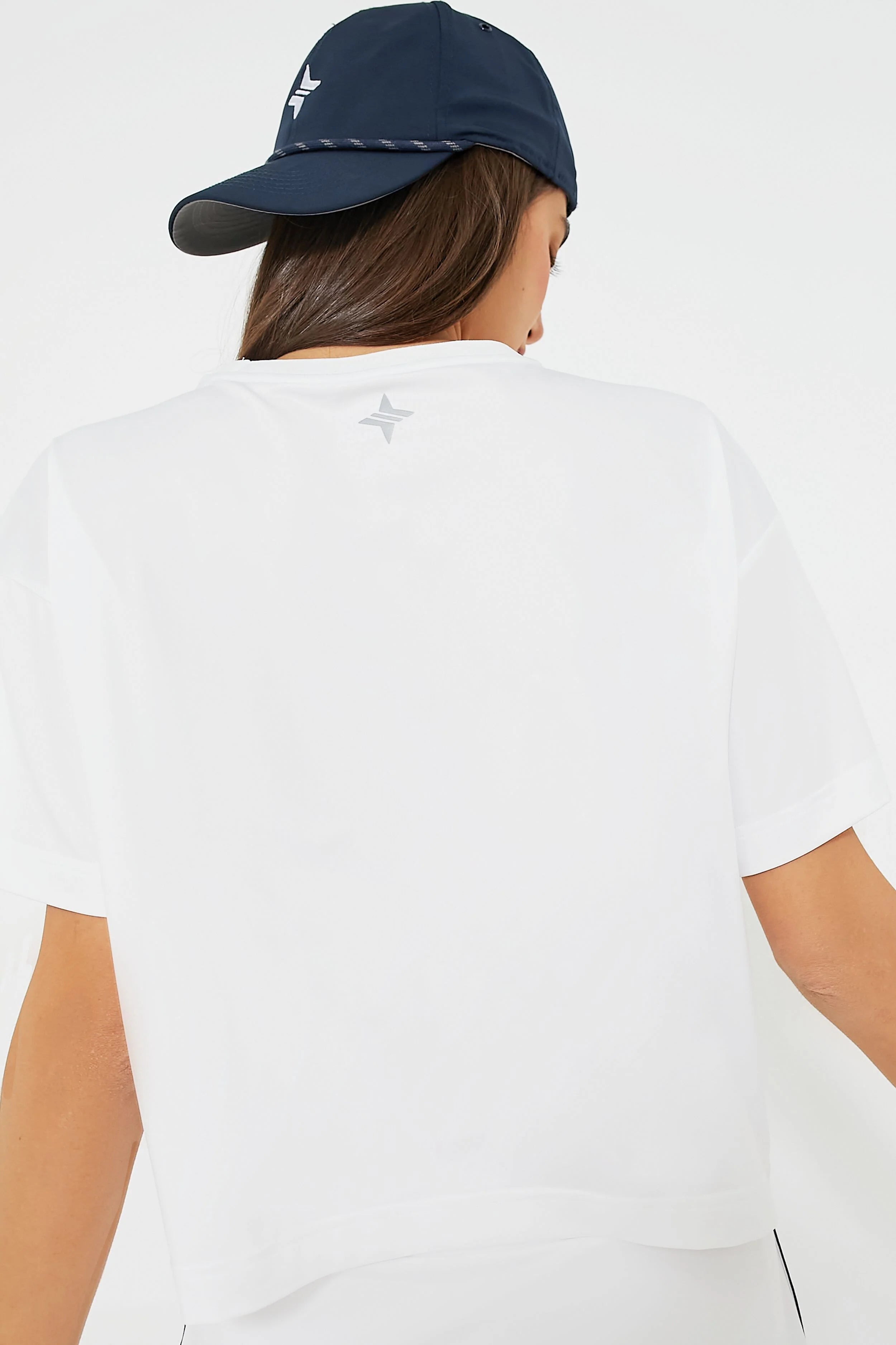 White Cropped Performance Jersey Ryan Boyfriend Tee