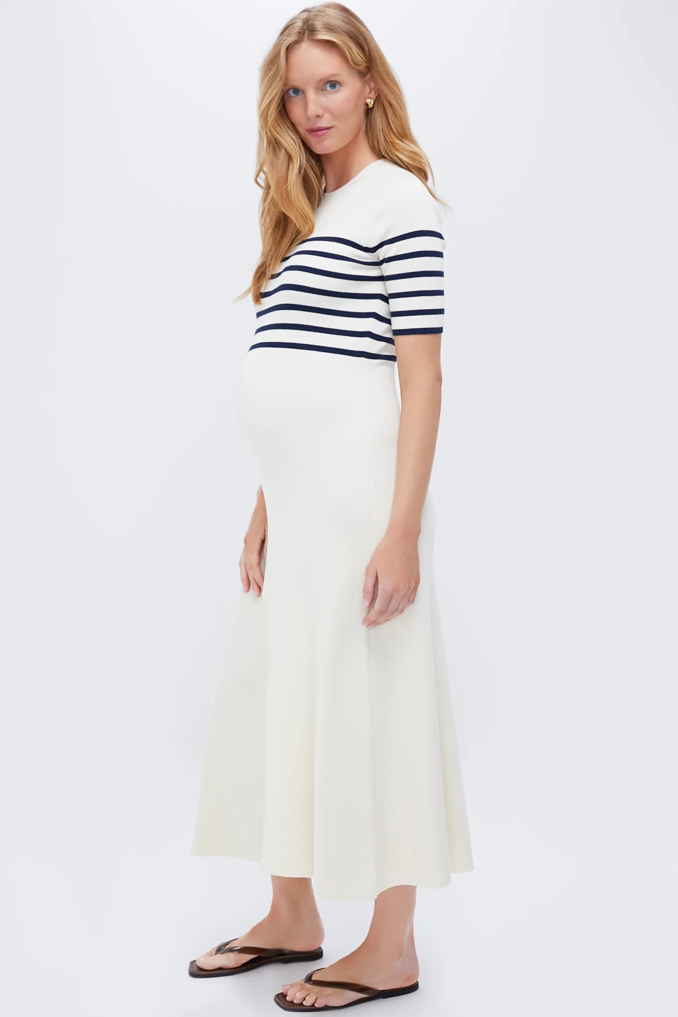 Ivory and Navy Stripe The Kaitlyn Dress