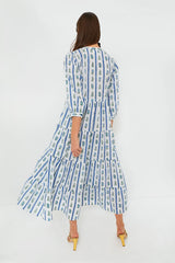 Indigo Border Maria Dress