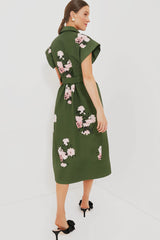 Olive and Pressed Powder Floral Chloe Dress