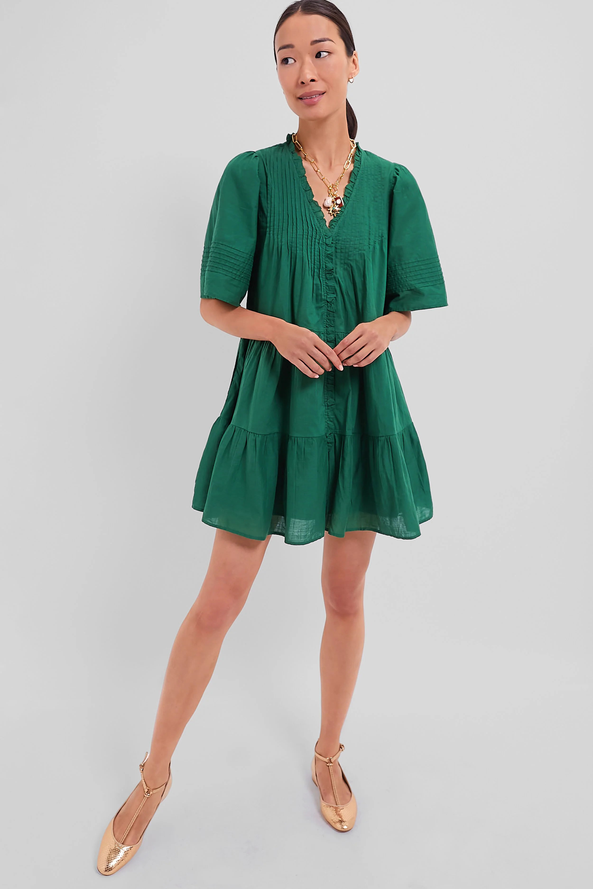 Emerald Renata Solid Shortsleeve Dress