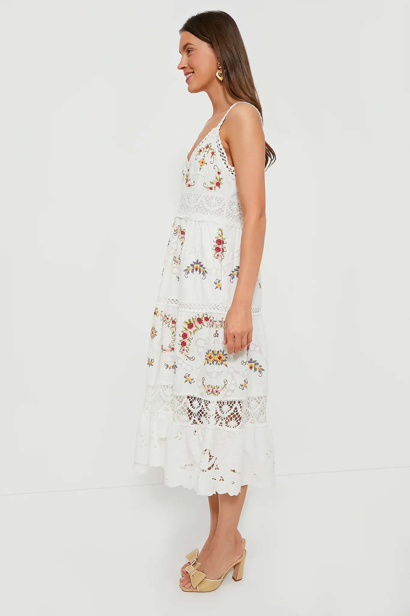 White Edwina Embroidery Sleeveless Dress