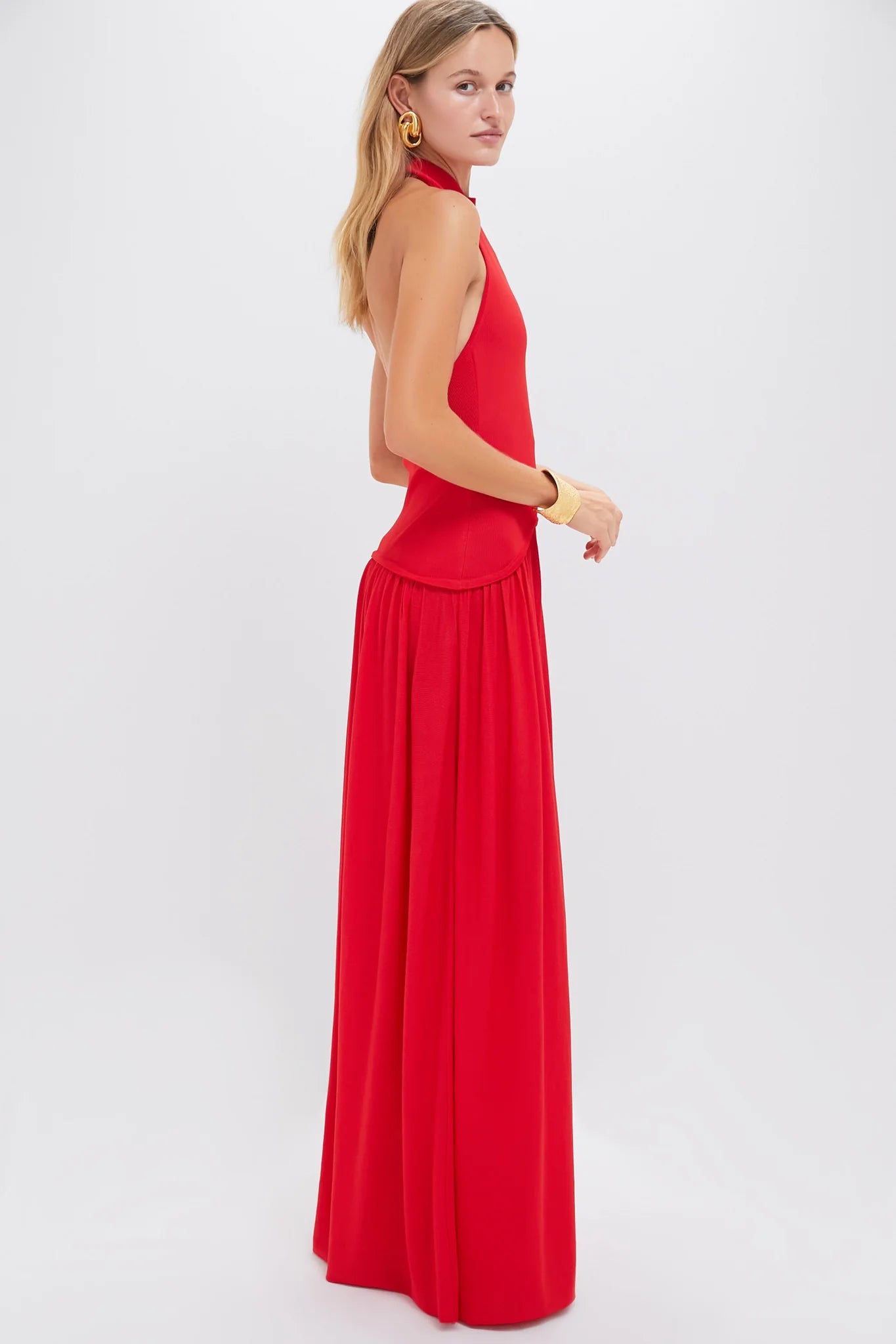 Apple Red Soglio Halter Dress