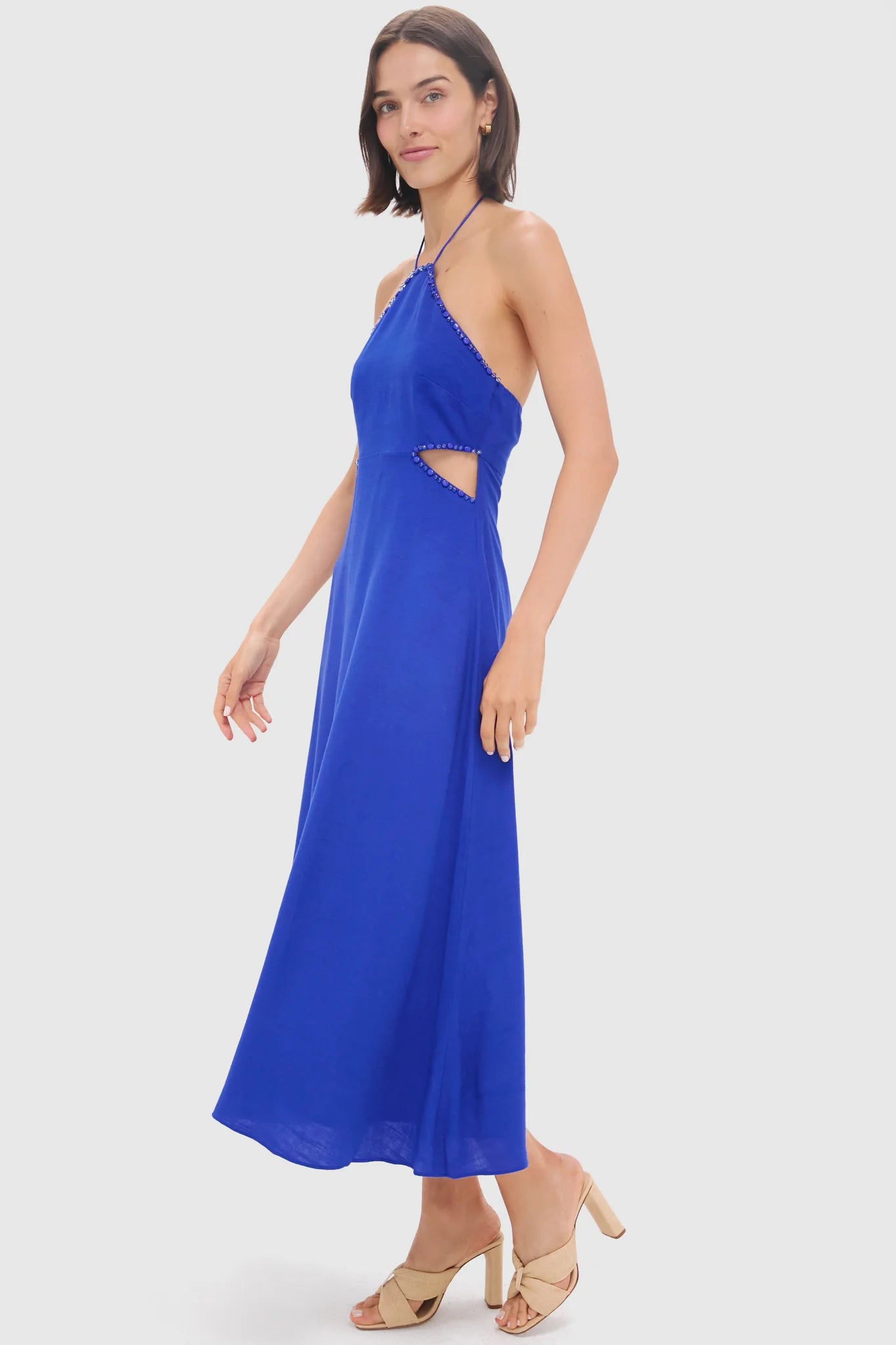 Royal Blue Beaded Azure Midi Dress