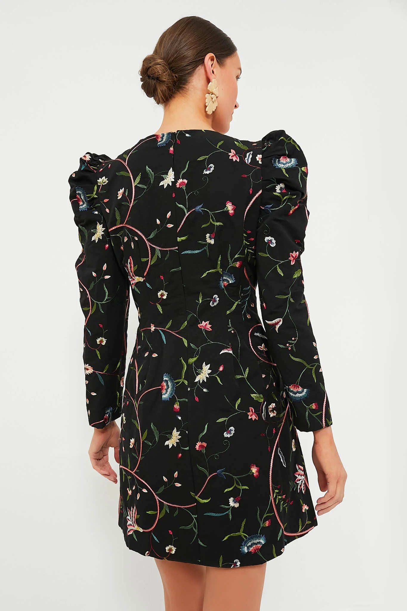 Black Embroidered Calla Dress