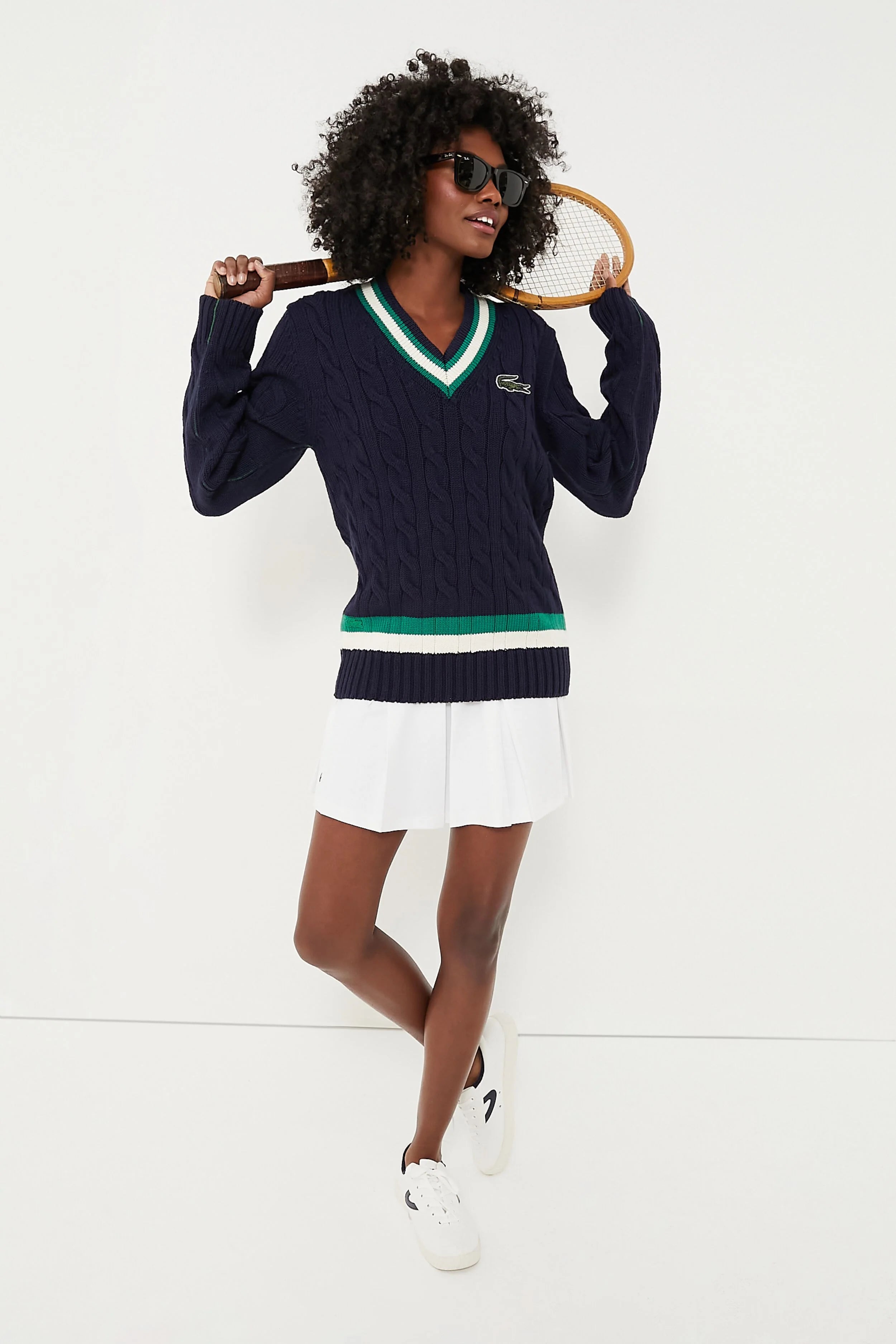 Marine Classic Cable Knit Tennis Sweater