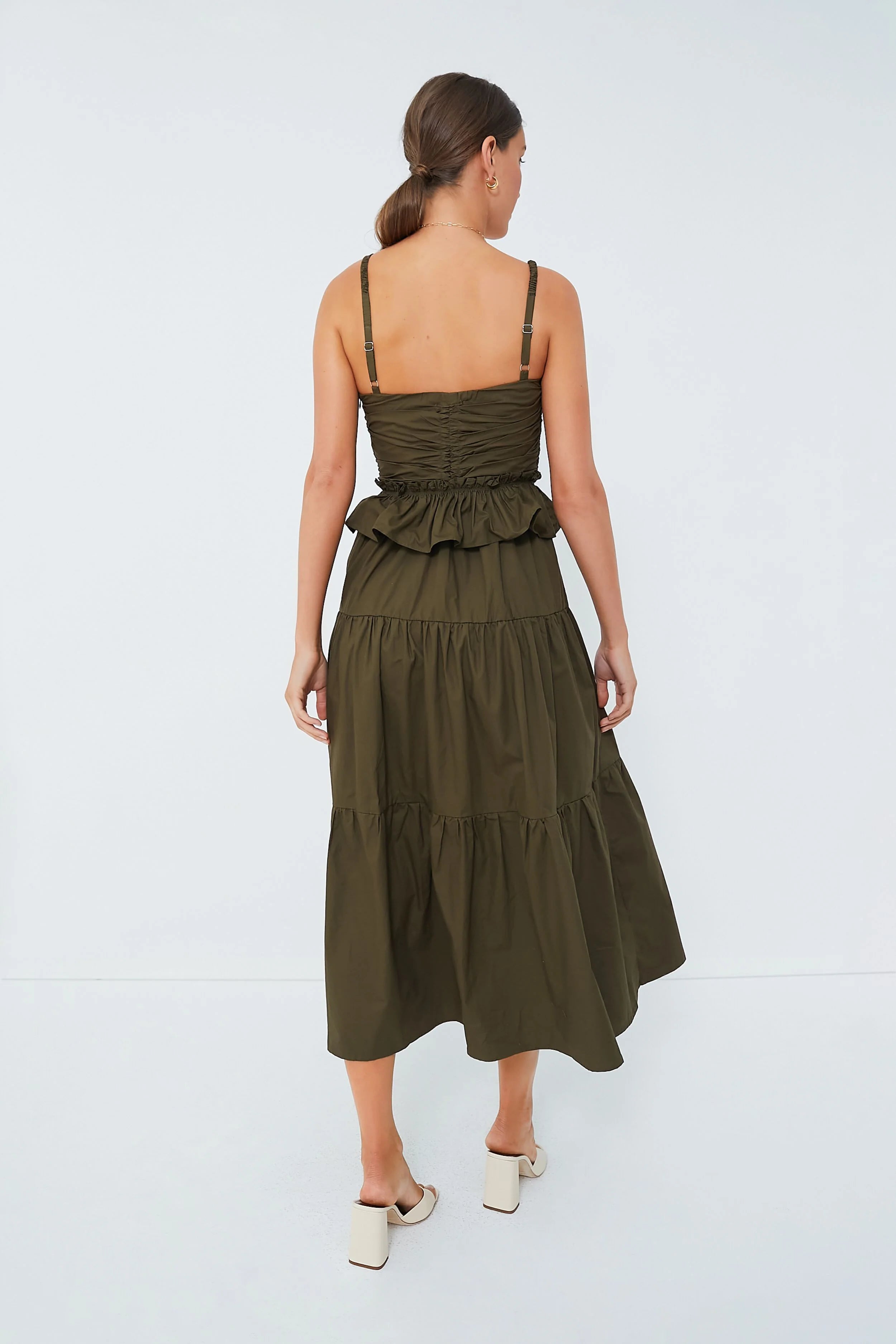 Exclusive Olive Tiered Maxi Dress