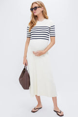 Ivory and Navy Stripe The Kaitlyn Dress