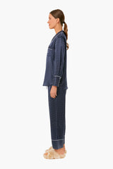 Navy Silk Polka Dot Classic Pajama Set