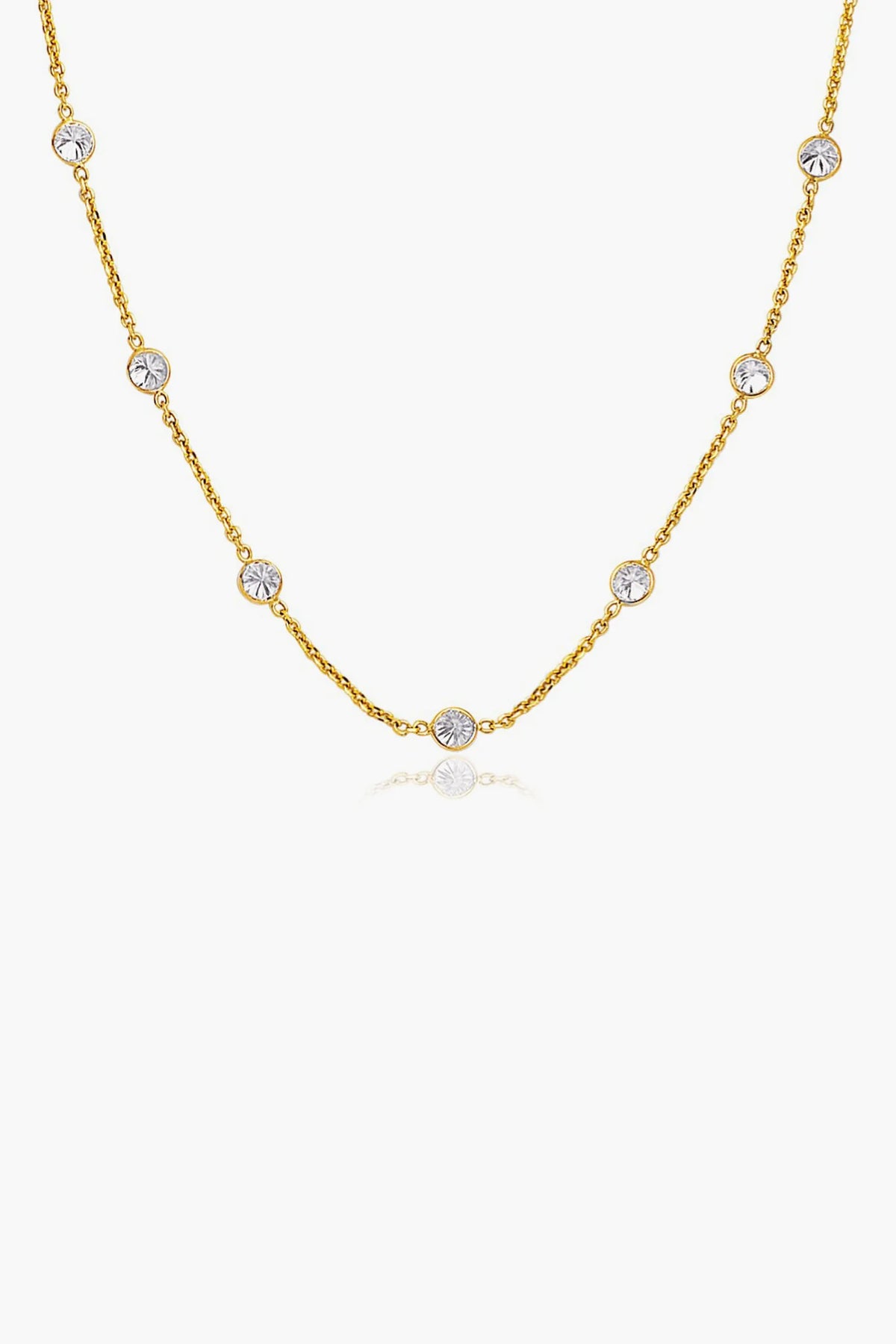 14k Gold CZ Long Links Necklace