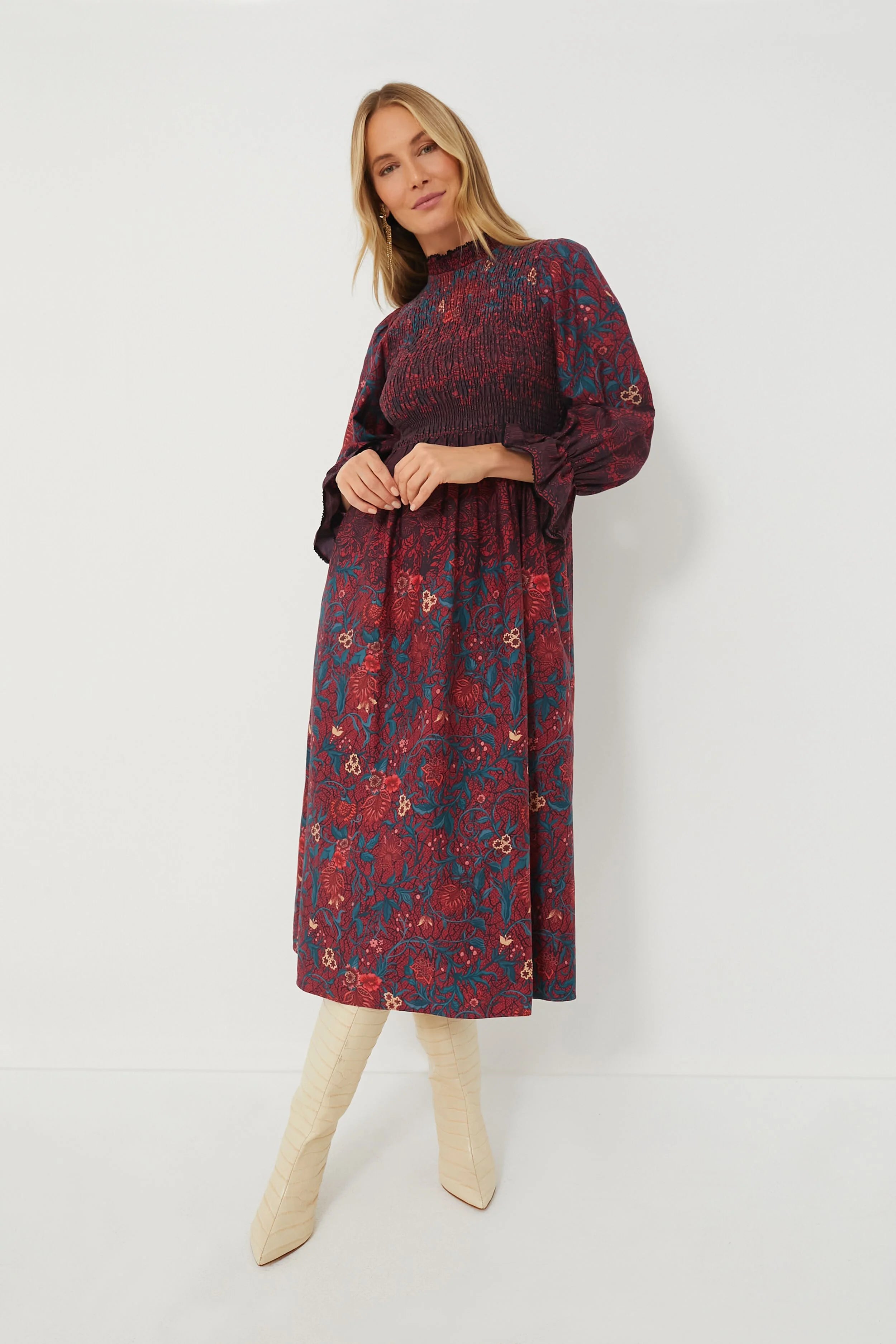 Merlot Lasa Aurnia Midi Dress